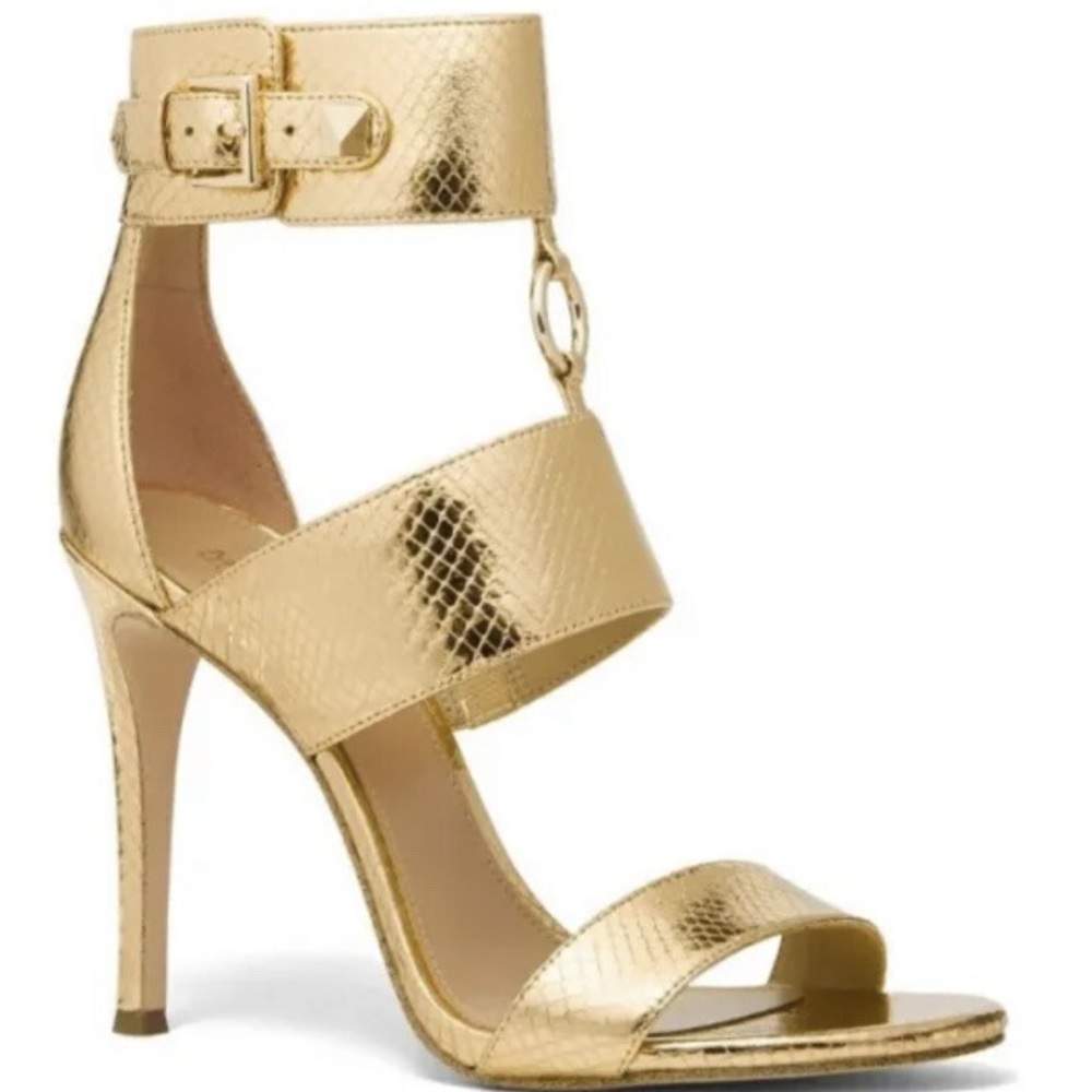 Amal Metallic Snake Embossed Leather Sandal